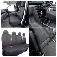 Man TGE (2017 Onwards) Tailored Front & Rear Seat Covers (WITH Folding Front Middle Seat) - Black