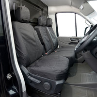 VW Crafter (2017 Onwards) Tailored Front Seat Covers (WITH Folding Middle Seat) - Black