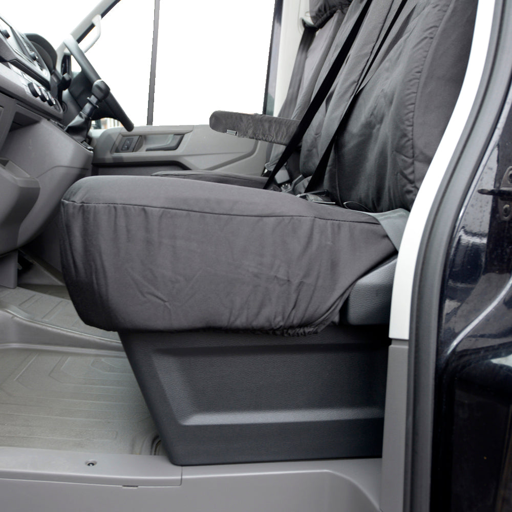 VW Crafter (2017 Onwards) Tailored Front Seat Covers (WITH Folding Middle Seat) - Black