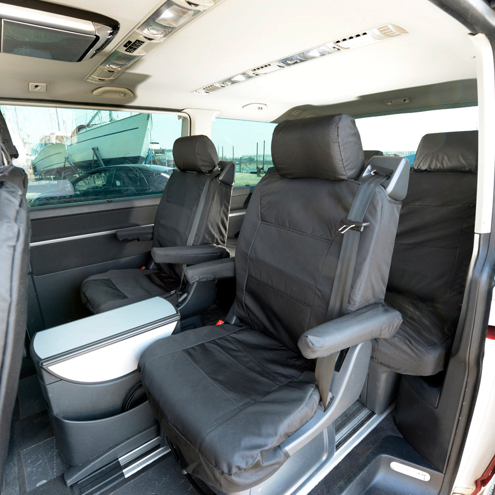 VW T6 Caravelle (2003-2015) Tailored 2nd Row Seat Covers (Both Seats) - Black