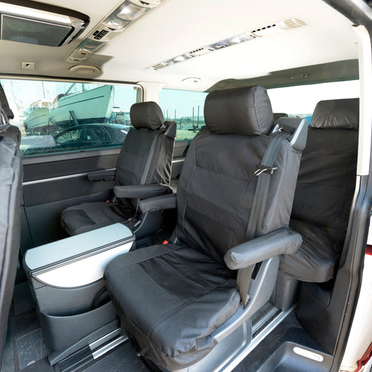 VW T6 Caravelle (2003-2015) Tailored 2nd Row Seat Covers (Both Seats) - Black