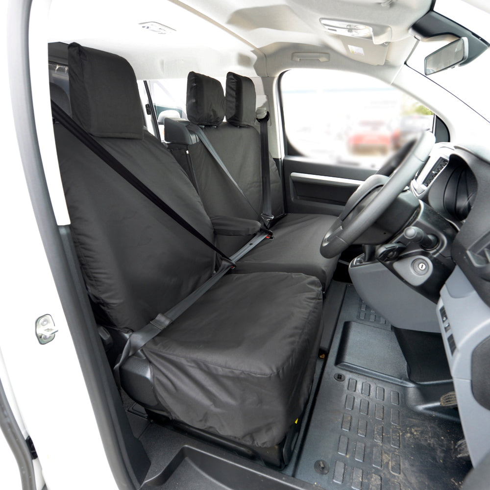 Vauxhall Vivaro (2019 Onwards) Tailored Front Seat Covers (NO Split Passenger Seat) - Black