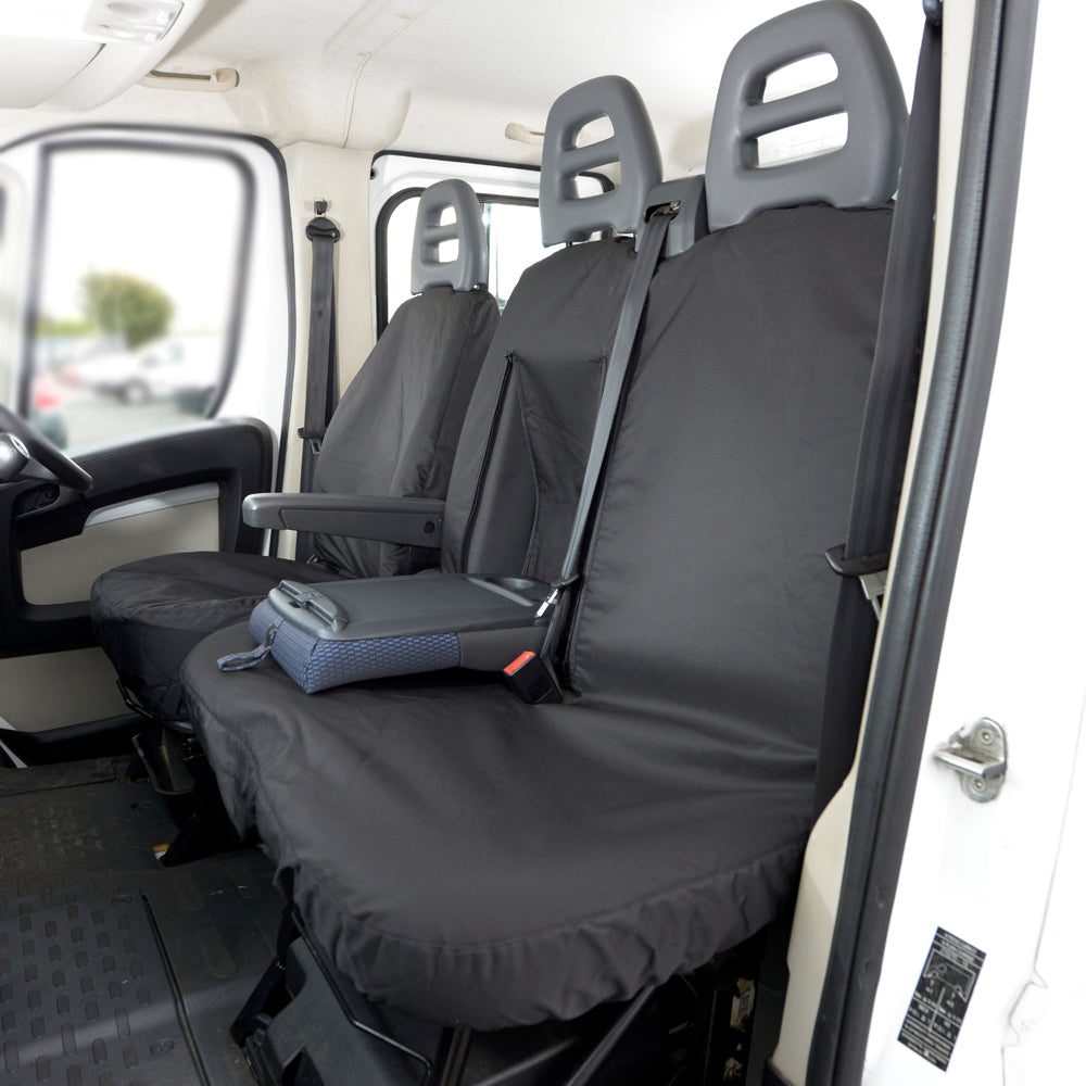 UK Custom Covers Tailored Waterproof Front Seat Covers For Peugeot Boxer (2006-2022) – Black, 600 Denier