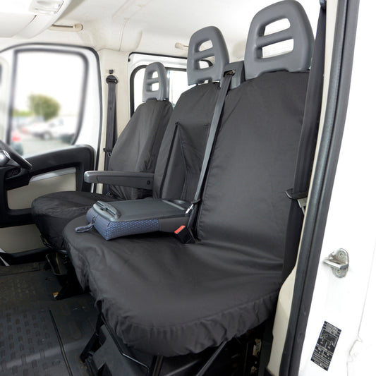 Fiat E-Ducato (2021 Onwards) Tailored Front Seat Covers (NO Split Passenger Seat) - Black