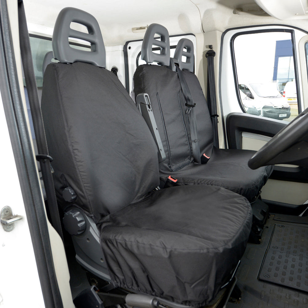 Peugeot Boxer (2006 Onwards) Tailored Front Seat Covers (NO Split Passenger Seat) - Black