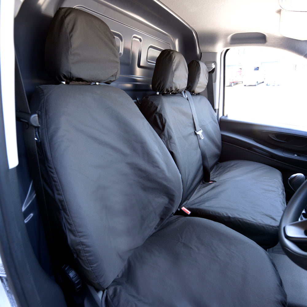Mercedes V Class (2014 Onwards) Tailored Front Seat Covers (Single/Double NO Split Passenger Seat) - Black