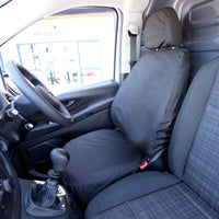 Mercedes E-Vito (2020 Onwards) Tailored Front Seat Covers (Single/Double NO Split Passenger Seat) - Black