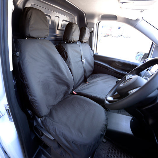 Mercedes E-Vito (2020 Onwards) Tailored Front Seat Covers (Single/Double NO Split Passenger Seat) - Black