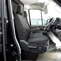 VW Crafter (2017 Onwards) Tailored Front Seat Covers (WITH Split Passenger Base & NO Folding Middle Seat) - Black