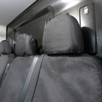 VW Crafter (2017 Onwards) Tailored Front Seat Covers (WITH Split Passenger Base & NO Folding Middle Seat) - Black