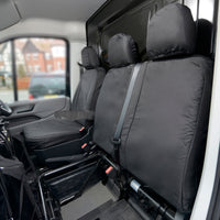 VW Crafter (2017 Onwards) Tailored Front Seat Covers (WITH Split Passenger Base & NO Folding Middle Seat) - Black