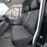 VW Crafter (2017 Onwards) Tailored Front Seat Covers (WITH Split Passenger Base & NO Folding Middle Seat) - Black